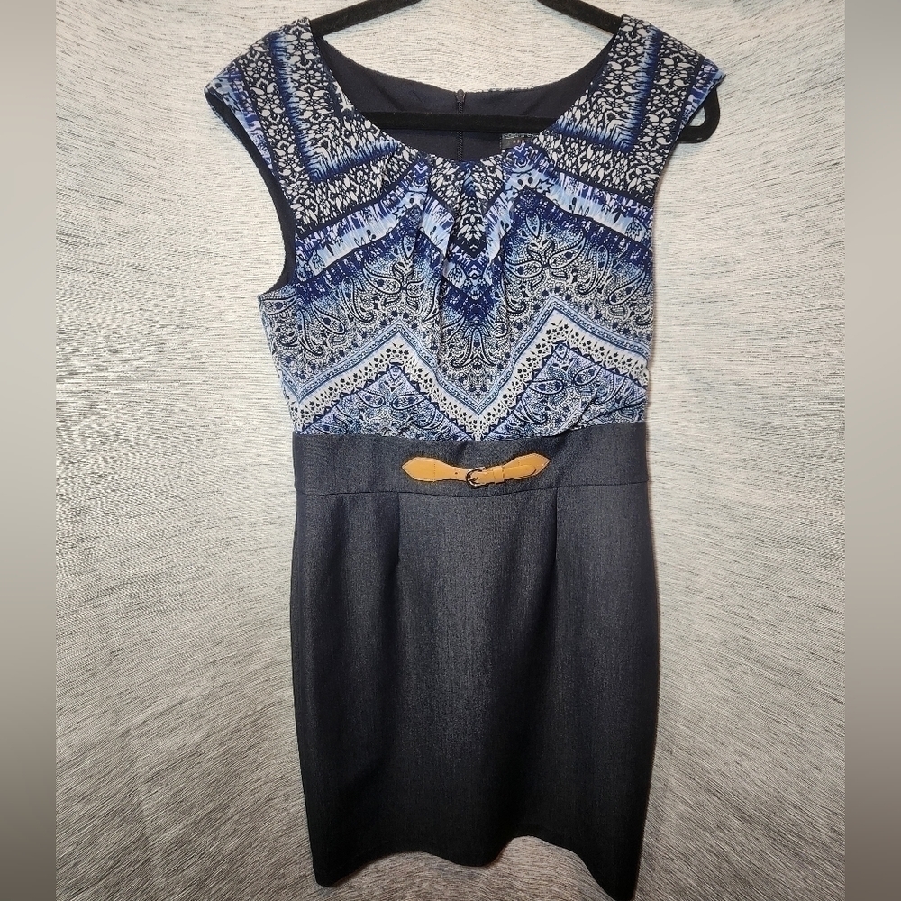 Connected Apparel 6 Midi Dress Denim Bottom Business Causal